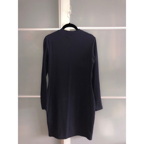 H&M Navy Ribbed Spandex Dress with Buttons - Picture 3 of 6